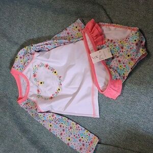 Floral Long Sleeve Kids Swim Set